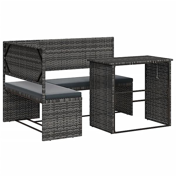 vidaXL Gartensofa in L-Form mit Tisch und Kissen Grau Poly Rattan 362348 günstig online kaufen