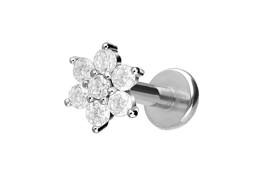 PIERCINGLINE Piercing-Set Titan Labret mit Innengewinde KRISTALLBLUME (Labr günstig online kaufen
