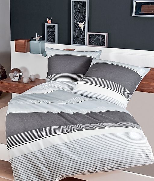 Janine Bettwäsche "Mako-Satin 31013" 2 tlg. aus 100% Baumwolle, mit Streife günstig online kaufen