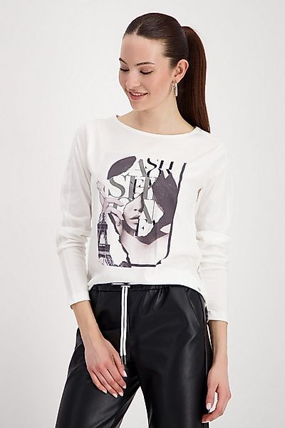 Monari Langarmshirt Shirt Frau Schrift Regular fit mit Rundhalsausschnitt günstig online kaufen