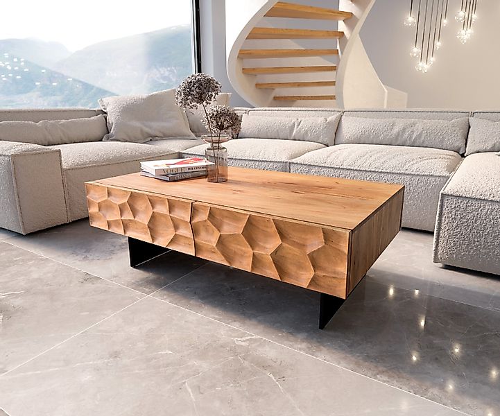 DELIFE Couchtisch Solu, Akazie Natur 120x70 günstig online kaufen