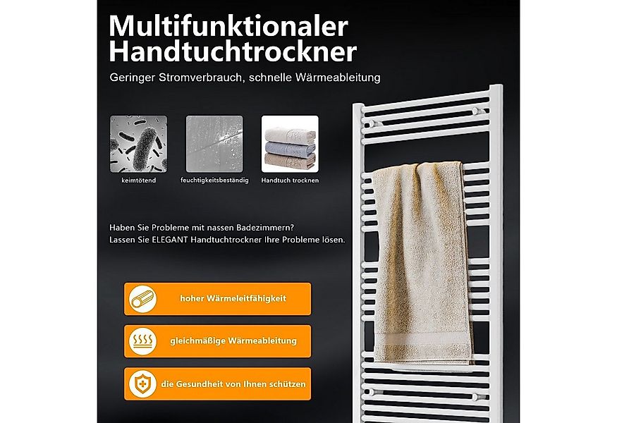 SONNI Badheizkörper Handtuchtrockner Handtuchwärmer Mittelanschluss, Weiß, günstig online kaufen