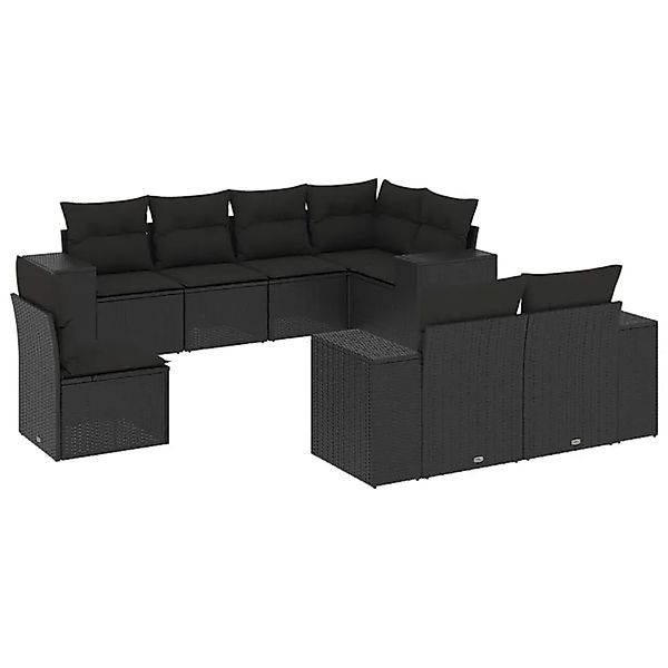vidaXL 8-Tlg Garten-Sofagarnitur mit Kissen Schwarz Poly Rattan 3255172 günstig online kaufen