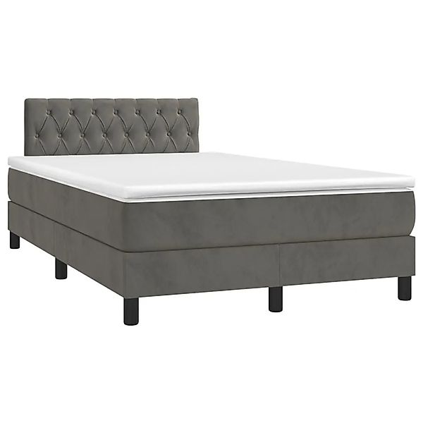 vidaXL Boxspringbett mit Matratze & LED Dunkelgrau 120x200 cm Samt 3134574 günstig online kaufen