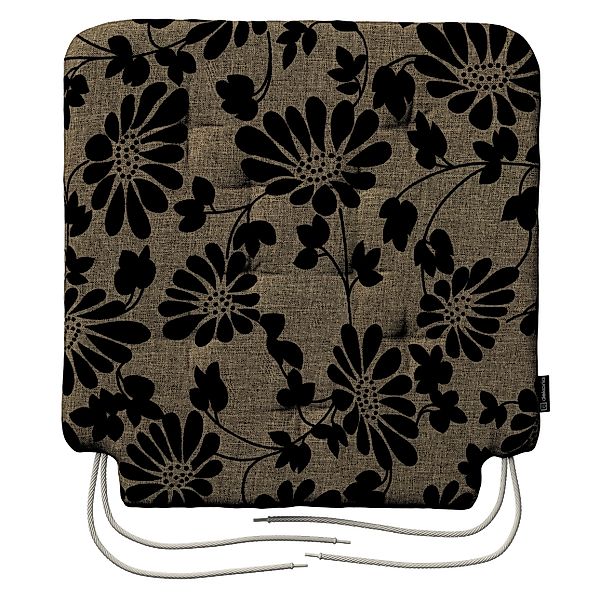 Stuhlkissen Christoph mit Bindeschnur, beige-schwarz, 42 x 41 x 3,5 cm, Liv günstig online kaufen