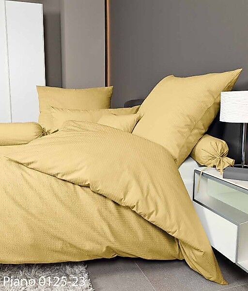Janine Janine Mako-Soft-Seersucker Bettwäsche PIANO 0125 gelb Größe:  40x40 günstig online kaufen