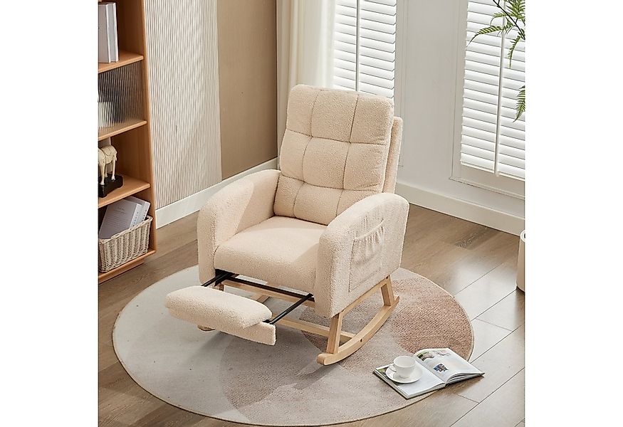 REDOM Schaukelstuhl Moderner Schaukelstuhl Beige mit Teddyfleece-Bezug (Rel günstig online kaufen