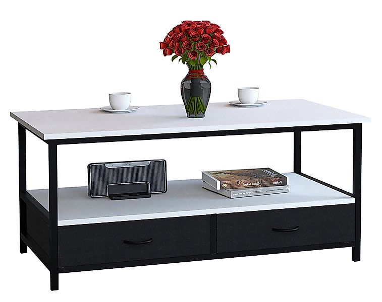 VCM Couchtisch Metall Holz Schublade Sofatisch günstig online kaufen