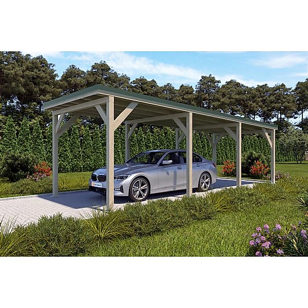 Holzbrüder Carport Ralf 26m² Natur-Dornengrün günstig online kaufen
