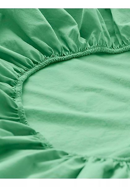 hessnatur Perkal Spannbettlaken aus Bio-Baumwolle - grün - Größe 90-100x200 günstig online kaufen