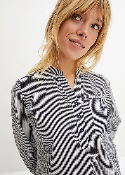 bonprix Tunika "Baumwoll Tunika" mit Stehkragen, lockere Passform, aus Baum günstig online kaufen