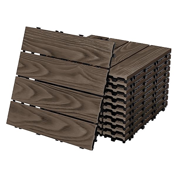 ML-Design WPC Terrassenfliesen 30x30 cm 55 Stück Dunkelbraun Holzoptik günstig online kaufen