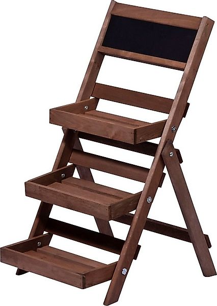 dobar Pflanzentreppe, dreistufig, mit Kreidetafel, dunkelbraun günstig online kaufen
