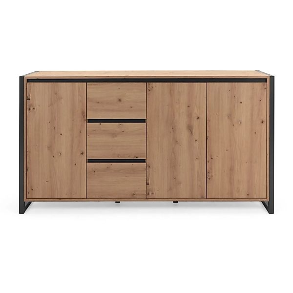 Furn.Design Sideboard Eiche Artisan und Grau 160 cm Viel Stauraum Industria günstig online kaufen