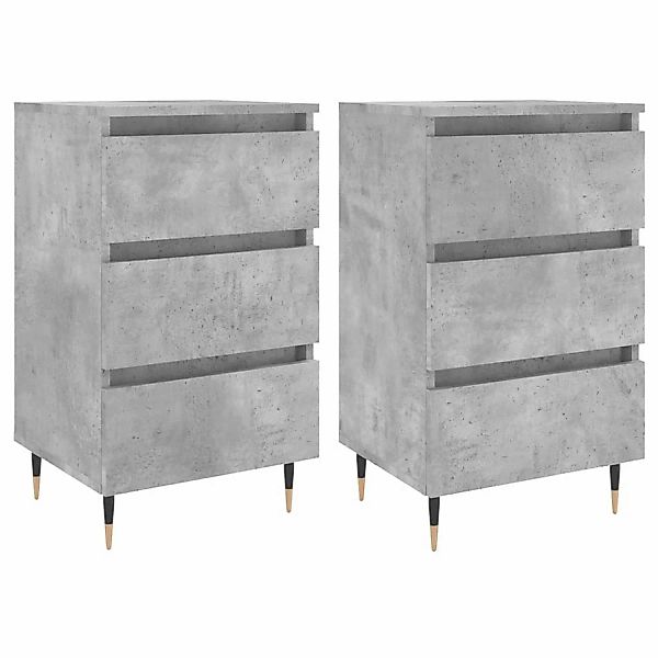 vidaXL Nachttische 2 Stk Betongrau 40x35x69 cm Holzwerkstoff Modell 3 günstig online kaufen