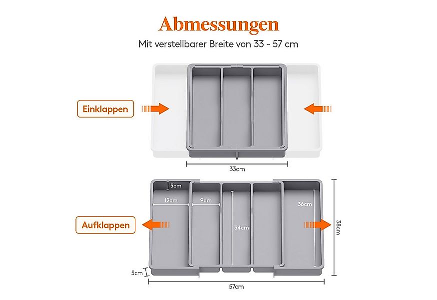 Lifewit Besteckeinsatz Besteckkasten für Schubladen, Utensilienständer Erwe günstig online kaufen