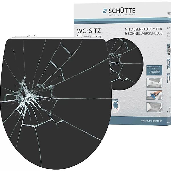 Schütte WC-Sitz Broken Glass Duroplast mit Absenkautomatik & Schnellverschl günstig online kaufen