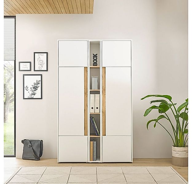 Lomadox Stauraumschrank CRISP-61 weiß mit Eiche, günstig online kaufen