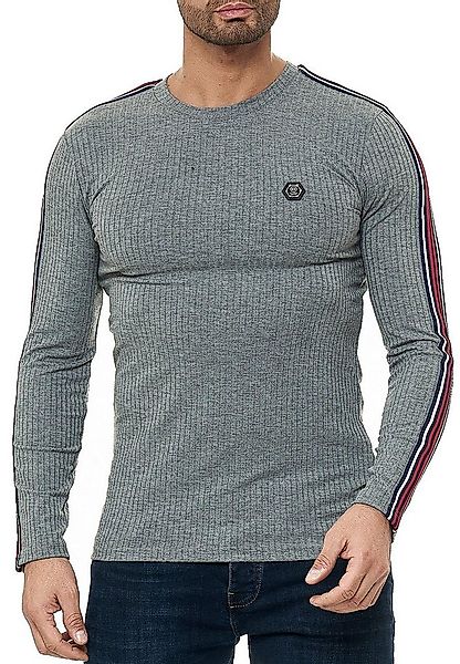 RedBridge Strickpullover Figurbetont Feinstrick Longsleeve Slim Fit Kontras günstig online kaufen