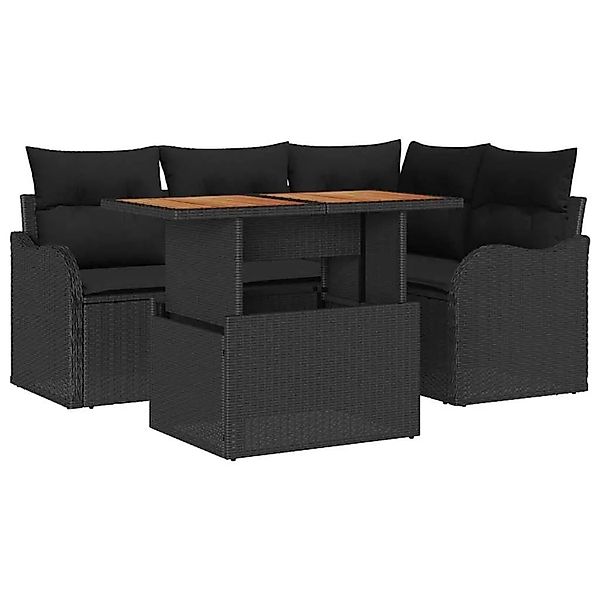 vidaXL Gartensofa-set mit Kissen 5-Tlg Schwarz Poly-Rattan 3349456 günstig online kaufen
