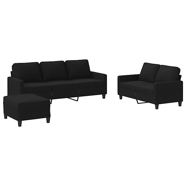 vidaXL 3-Tlg Sofagarnitur mit Kissen Schwarz Stoff 3201472 günstig online kaufen