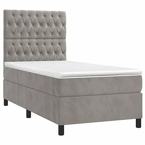 vidaXL Boxspringbett mit Matratze Hellgrau 90x190 cm Samt 3143175 günstig online kaufen
