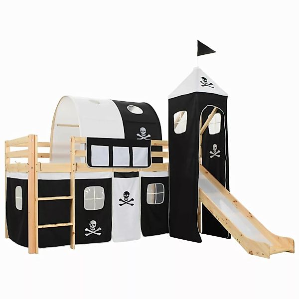 Kinderhochbett-rahmen Mit Rutsche & Leiter Kiefernholz 97x208cm günstig online kaufen