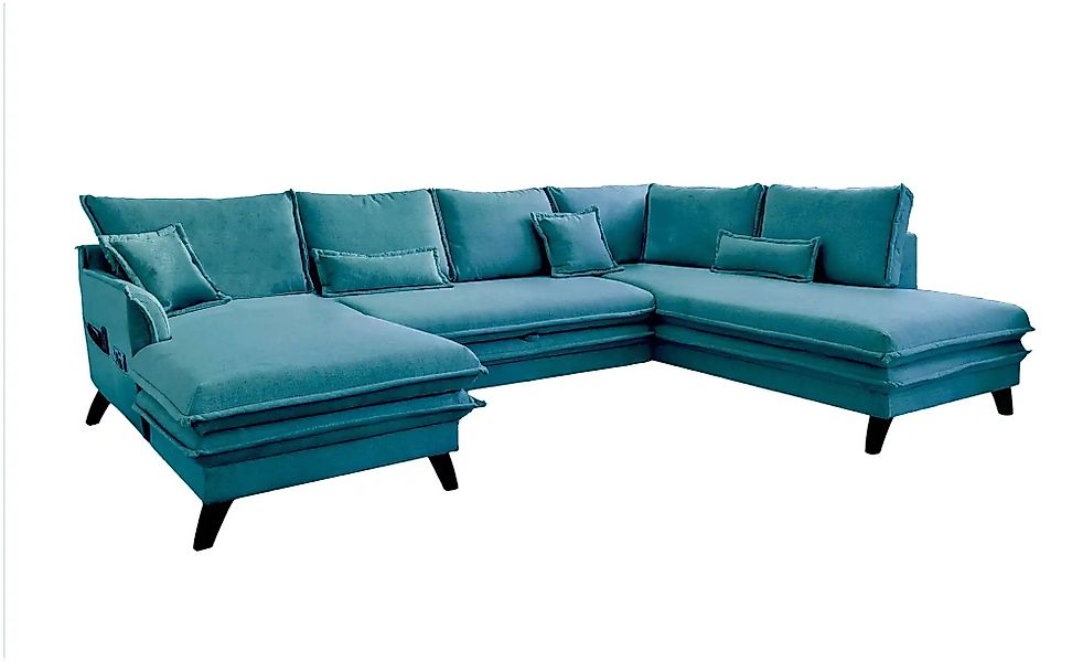 Miuform Wohnlandschaft mit Schlaffunktion Charming Charlie ¦ türkis/petrol günstig online kaufen