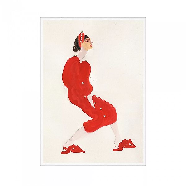 Paper Collective - Red With Pearls Kunstdruck 30x40cm - beige, rot, schwarz günstig online kaufen