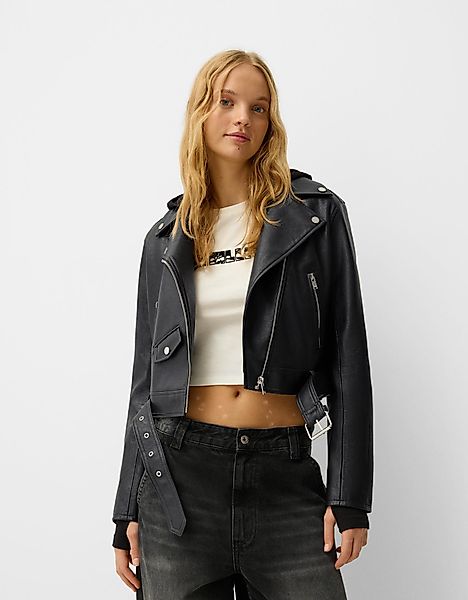 Bershka Jacke Damen S Schwarz günstig online kaufen