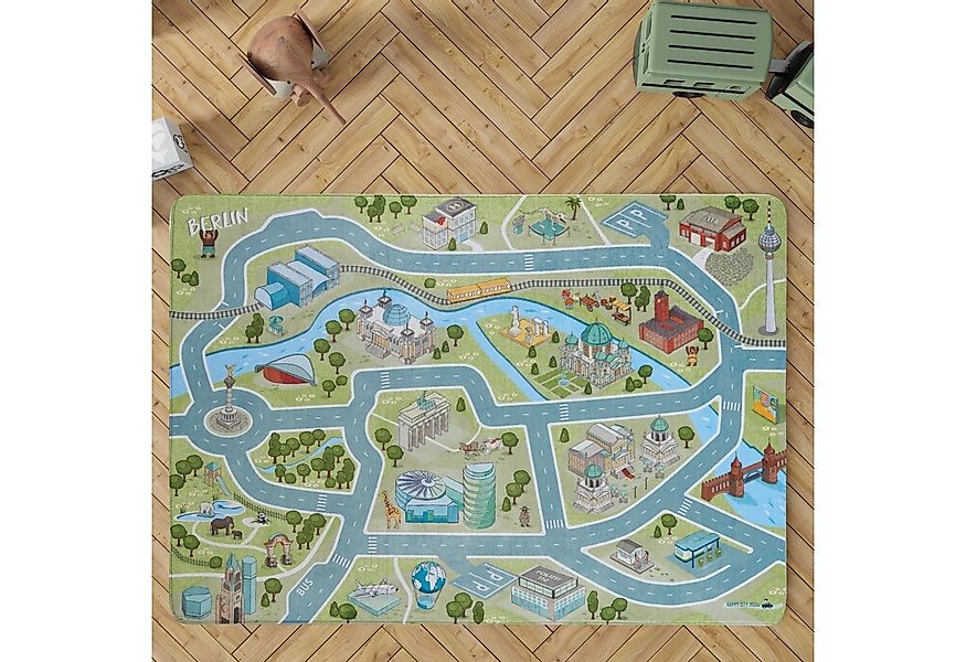 HappyCITYKids Kinderteppich Stadt-Design BERLIN - Straßen-Spielteppich-Spie günstig online kaufen