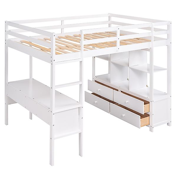SOFTWEARY Hochbett (Doppelbett mit Lattenrost, Schreibtisch günstig online kaufen