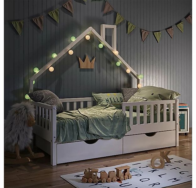 VitaliSpa® Hausbett Kinderbett Spielbett Noemi 80x160cm Weiß Schublade günstig online kaufen