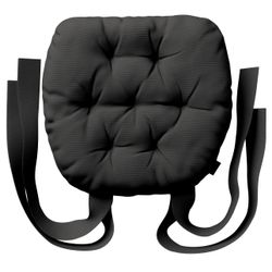 Stuhlkissen Martin mit Schleifen, anthrazit, 40 x 37 x 8 cm, Cotton Panama günstig online kaufen
