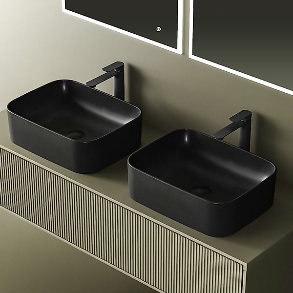 EMKE Aufsatzwaschbecken Eckiger Waschbecken Keramik Waschbecken günstig online kaufen