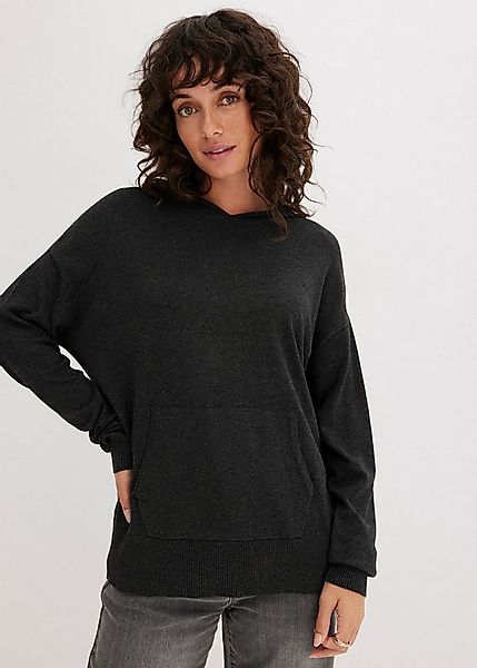 bonprix Strickpullover aus Viskosemischung, mit Kapuze, mit Kängurutasche günstig online kaufen