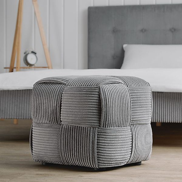 Polsterbank Pouf Hocker Grau Sitzwürfel weich günstig online kaufen