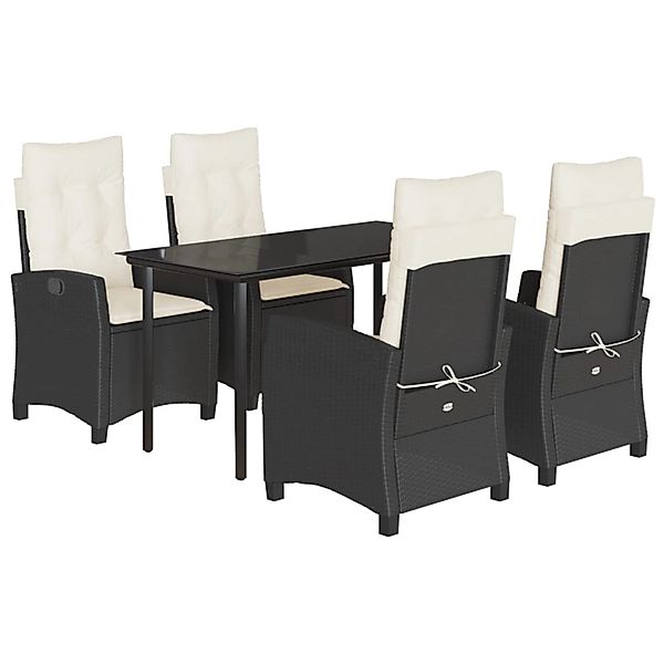 vidaXL 5-Tlg Garten-Essgruppe mit Kissen Schwarz Poly Rattan 3212735 günstig online kaufen