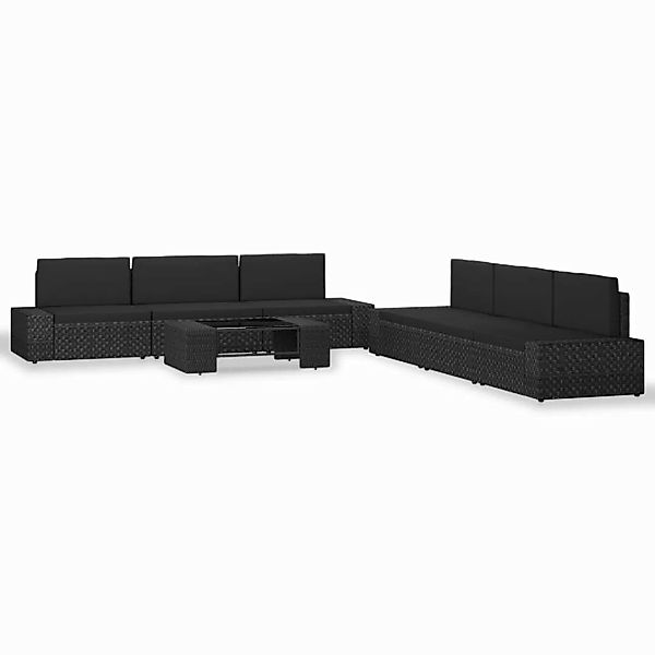 7-tlg. Garten-lounge-set Poly Rattan Schwarz günstig online kaufen