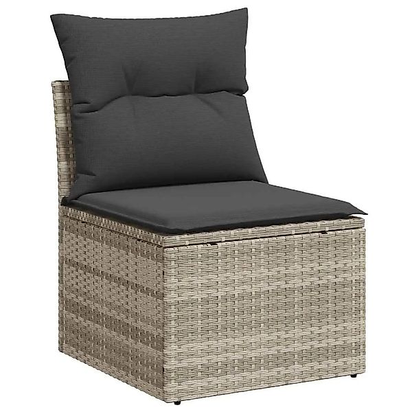 vidaXL Gartensofa ohne Armlehnen mit Kissen Hellgrau Poly Rattan 366174 günstig online kaufen