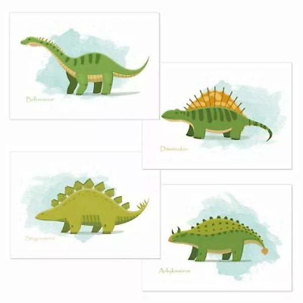 Himmelzucker "Kinder Poster Kinderzimmer 4er Set DIN A4 - ""Dinosaurier"" günstig online kaufen