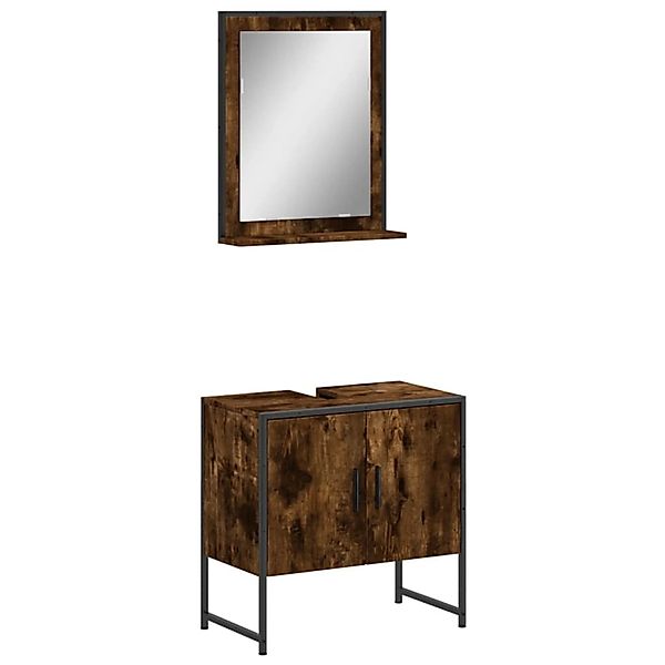 vidaXL 2-Tlg Badmöbel-Set Räuchereiche Holzwerkstoff 3214336 günstig online kaufen