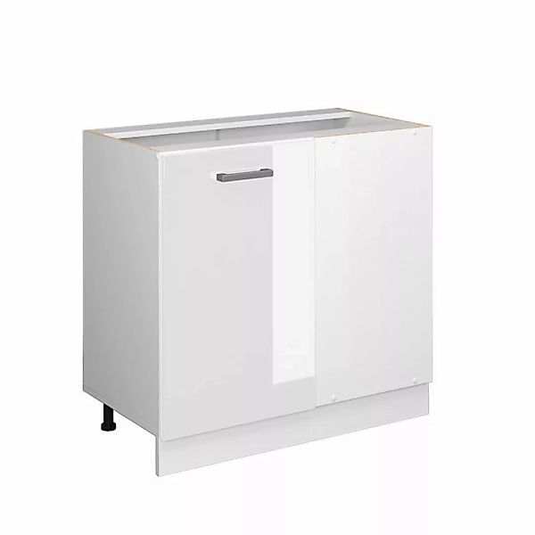 Vicco Eckunterschrank Küchenunterschrank R-Line 86 cm Weiß Weiß Hochglanz günstig online kaufen