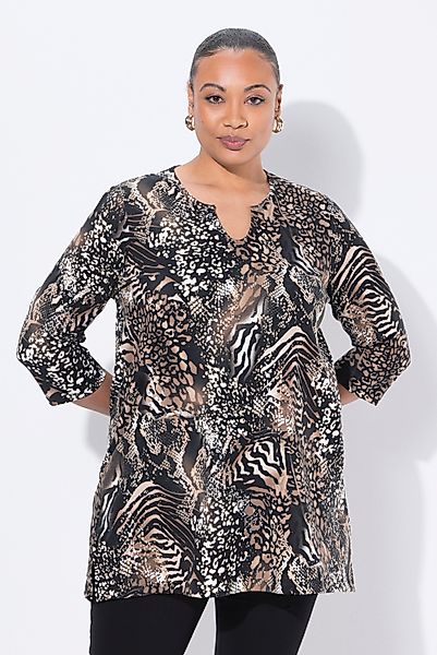 Ulla Popken Longshirt Longshirt A-Linie Tunika-Ausschnitt günstig online kaufen