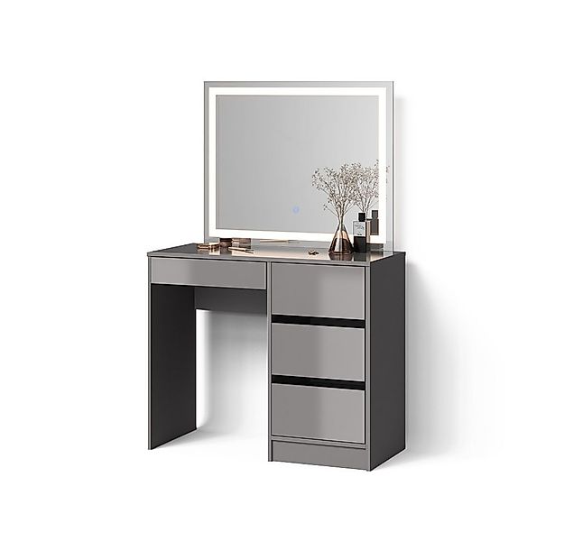 Livinity® Schminktisch Imola, Grau/Grau, mit LED-Spiegel (1-St) günstig online kaufen