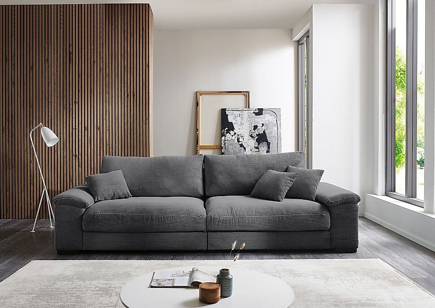 freiraum Big-Sofa Adriena, 5 Kissen, Daune, weicher Cord Stoff dunkelgrau - günstig online kaufen