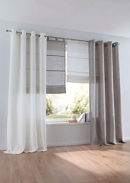 Kutti Vorhang "Metis Leinen" Ösen 1 Stk. tlg. blickdicht, natürliche Leinen günstig online kaufen
