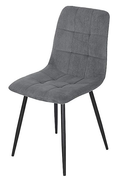 Esszimmerstuhl 1 Stück Grau / Gestell Metall schwarz günstig online kaufen