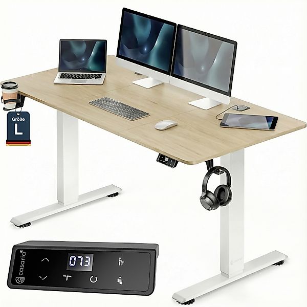 Höhenverstellbarer Schreibtisch Beige 140x60x72-117cm günstig online kaufen