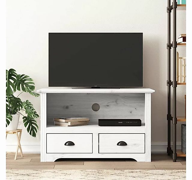 furnicato TV-Schrank mit 2 Schubladen Weiß 91x43x56 cm Massivholz Kiefer günstig online kaufen